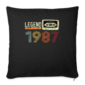 1987 Birthday Vintage Cassette - Sofa pillowcase 17,3'' x 17,3'' (45 x 45 cm) - black - Front