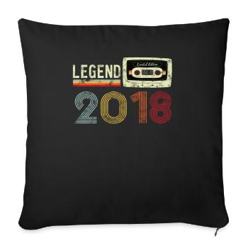 2018 Birthday Vintage Cassette - Sofa pillowcase 17,3'' x 17,3'' (45 x 45 cm) - black - Front