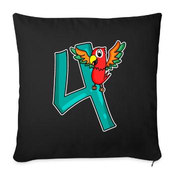 4 birthday 4 years old with animal motif - four - Sofa pillowcase 17,3'' x 17,3'' (45 x 45 cm) - black - Front