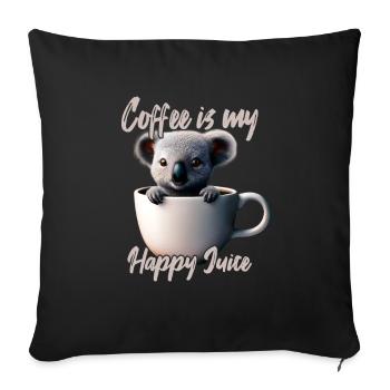 Gemütlicher Koala in der Kaffeetasse - Sofakissenbezug 45 x 45 cm - Schwarz - Vorne