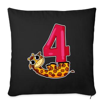 4th birthday motif giraffe - four years old - Sofa pillowcase 17,3'' x 17,3'' (45 x 45 cm) - black - Front