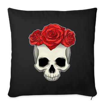 Crâne Roses - Housse de coussin décorative 45 x 45 cm - noir - Devant