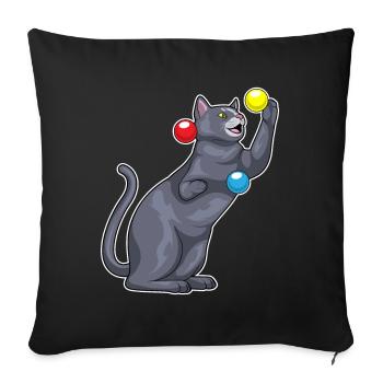 Jongleur de chat jongleur - Housse de coussin décorative 45 x 45 cm - noir - Devant