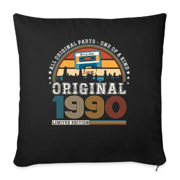 33rd Birthday Man June Vintage 1990 Cassette - Housse de coussin décorative 45 x 45 cm - noir - Devant
