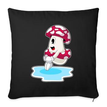 Saut d’eau à la nage aux champignons Été - Housse de coussin décorative 45 x 45 cm - noir - Devant