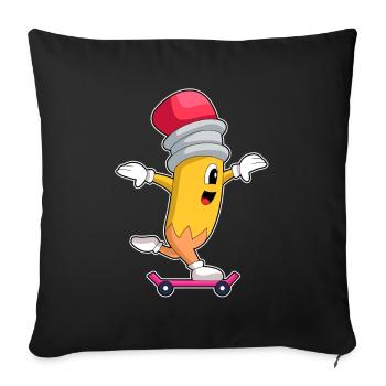 Pencil Skater Skateboard - Housse de coussin décorative 45 x 45 cm - noir - Devant