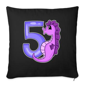 5th Birthday Motif Seahorse - Five Years Old - Sofa pillowcase 17,3'' x 17,3'' (45 x 45 cm) - black - Front