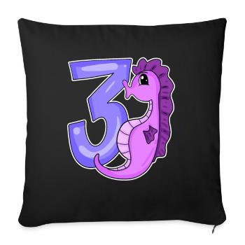 3rd birthday motif seahorse - three years old - Sofa pillowcase 17,3'' x 17,3'' (45 x 45 cm) - black - Front