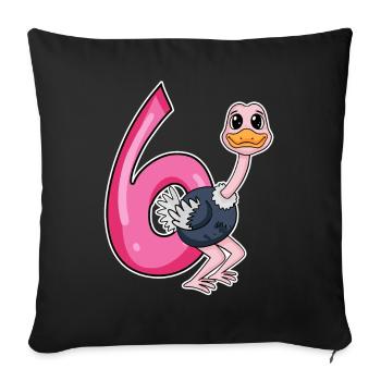 6th birthday motif bouquet - six years old - Sofa pillowcase 17,3'' x 17,3'' (45 x 45 cm) - black - Front