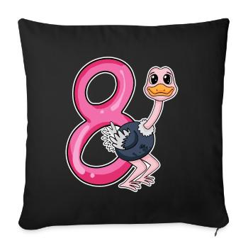 Bouquet motif 8e anniversaire - huit ans - Housse de coussin décorative 45 x 45 cm - noir - Devant
