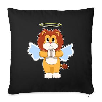 Ailes d’ange lion - Housse de coussin décorative 45 x 45 cm - noir - Devant