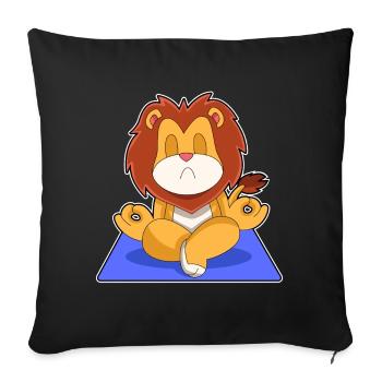 Méditation de fitness en yoga Lion - Housse de coussin décorative 45 x 45 cm - noir - Devant