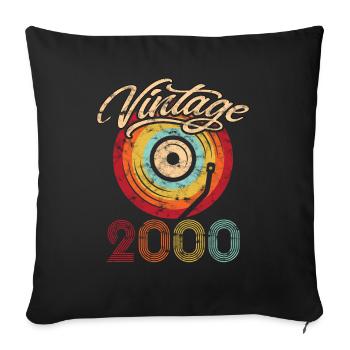 2000 Anniversaire Vinyle Vintage - Housse de coussin décorative 45 x 45 cm - noir - Devant