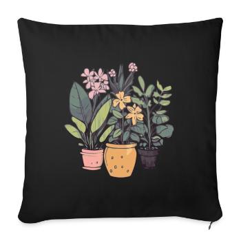Plants and flowers for nature lovers and gardeners - Sofa pillowcase 17,3'' x 17,3'' (45 x 45 cm) - black - Front