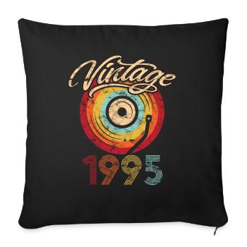 1995 Birthday Vinyl Vintage - Sofa pillowcase 17,3'' x 17,3'' (45 x 45 cm) - black - Front