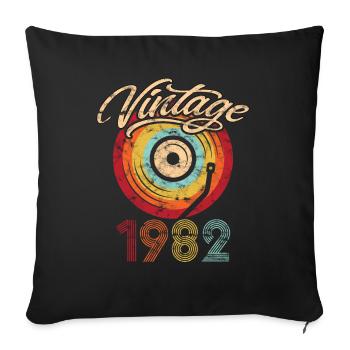1982 Birthday Vinyl Vintage - Sofa pillowcase 17,3'' x 17,3'' (45 x 45 cm) - black - Front