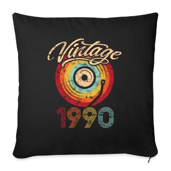 1990 Birthday Vinyl Vintage - Sofa pillowcase 17,3'' x 17,3'' (45 x 45 cm) - black - Front