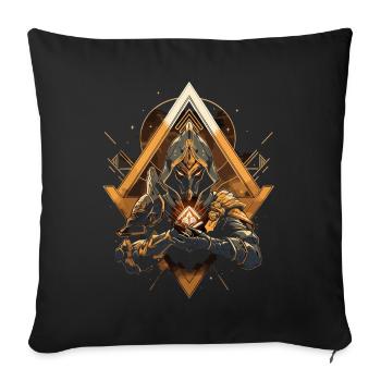 Epic Gamer Guardian mit goldener Energiequelle - Sofakissenbezug 45 x 45 cm - Schwarz - Vorne