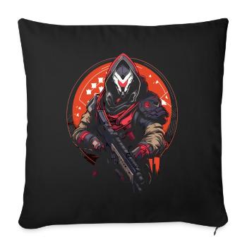 Epic Gamer Guardian mit Cape auf der Jagd Design - Sofakissenbezug 45 x 45 cm - Schwarz - Vorne