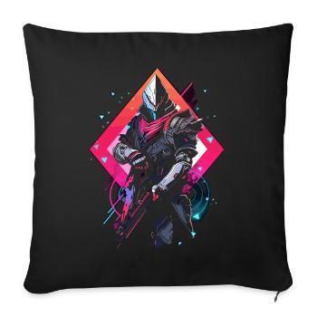 Epic Gamer Guardian in Vaporwave Synthwave Farben - Sofakissenbezug 45 x 45 cm - Schwarz - Vorne