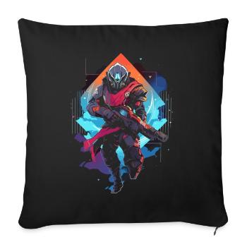 Epic Gamer Guardian in Vaporwave Synthwave Farben - Sofakissenbezug 45 x 45 cm - Schwarz - Vorne