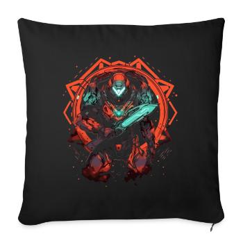 Epic Gamer Guardian mit Schwert vor rotem Kreis - Sofakissenbezug 45 x 45 cm - Schwarz - Vorne