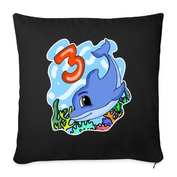 3rd birthday motif dolphin - three years old - Sofa pillowcase 17,3'' x 17,3'' (45 x 45 cm) - black - Front