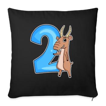 2nd Birthday Motif Saiga Antelope - two years al - Sofa pillowcase 17,3'' x 17,3'' (45 x 45 cm) - black - Front