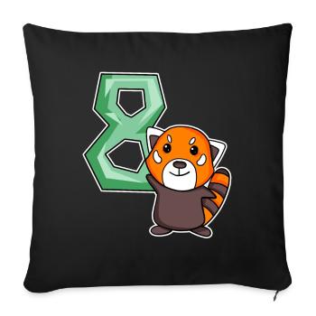 8ème anniversaire Motif Red Panda - huit ans - Housse de coussin décorative 45 x 45 cm - noir - Devant