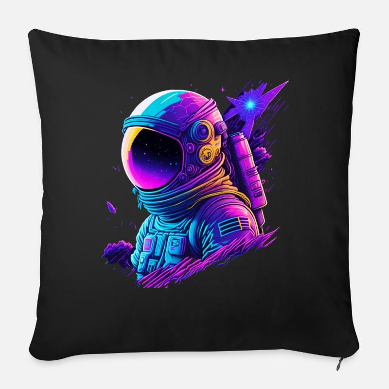 Synthwave Astronaut Space Explorer - Sofakissenbezug 45 x 45 cm - Schwarz