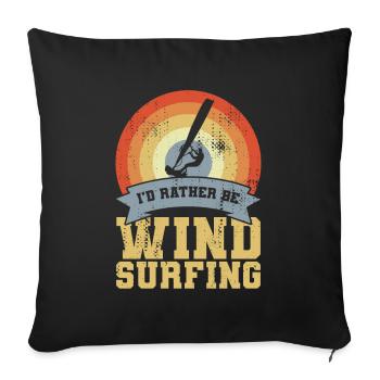 Vintage Windsurfer Zitat - Sofakissenbezug 45 x 45 cm - Schwarz - Vorne