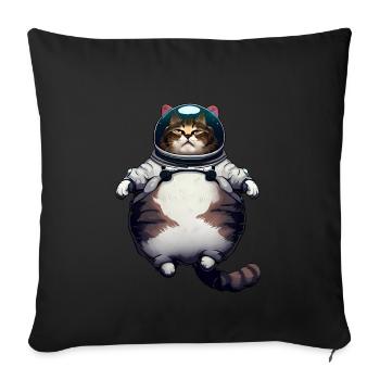 Fat Astronaut Cat - Sofa pillowcase 17,3'' x 17,3'' (45 x 45 cm) - black - Front