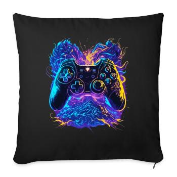 Neon Colors Graffiti Gaming Controller - Sofa pillowcase 17,3'' x 17,3'' (45 x 45 cm) - black - Front
