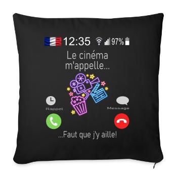 Le cinéma M appelle Faut que j y aille - Housse de coussin décorative 45 x 45 cm - noir - Devant