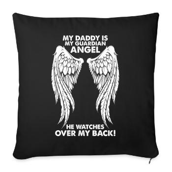 Mon papa est mon ange gardien - Housse de coussin décorative 45 x 45 cm - noir - Devant