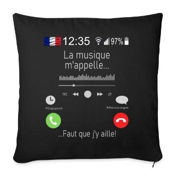La musique M appelle Faut que j y aille - Housse de coussin décorative 45 x 45 cm - noir - Devant