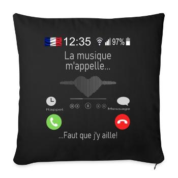 La musique M appelle Faut que j y aille - Housse de coussin décorative 45 x 45 cm - noir - Devant
