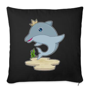 Couronne de dauphin - Housse de coussin décorative 45 x 45 cm - noir - Devant