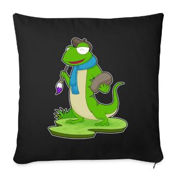 Lizard Painter Brush Painting - Sofa pillowcase 17,3'' x 17,3'' (45 x 45 cm) - black - Front