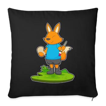 Fox Painter Brush Painting - Sofa pillowcase 17,3'' x 17,3'' (45 x 45 cm) - black - Front