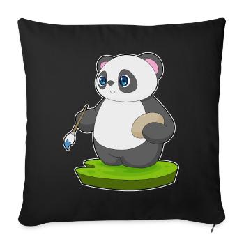 Panda Painter Brush Painting - Sofa pillowcase 17,3'' x 17,3'' (45 x 45 cm) - black - Front