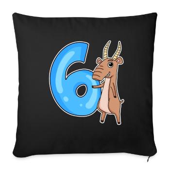 6th Birthday Motif Saiga Antelope - six years - Sofa pillowcase 17,3'' x 17,3'' (45 x 45 cm) - black - Front
