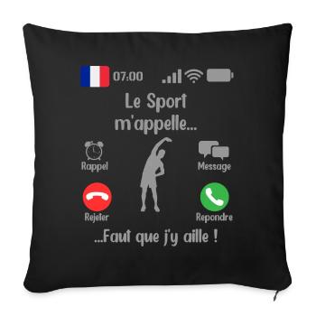 Le Sport M appelle Faut que j y aille 2 - Housse de coussin décorative 45 x 45 cm - noir - Devant