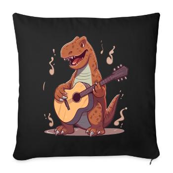 Dinosaur with guitar for musicians - Sofa pillowcase 17,3'' x 17,3'' (45 x 45 cm) - black - Front