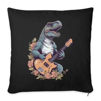 Dinosaur with guitar for musicians - Sofa pillowcase 17,3'' x 17,3'' (45 x 45 cm) - black - Front