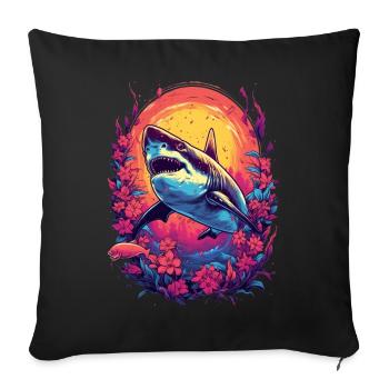 Fleur de requin Oceanographe Plongeur Cadeau - Housse de coussin décorative 45 x 45 cm - noir - Devant