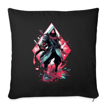 Epischer Gamer Cyber Assassine in Rot mit Splitter - Sofakissenbezug 45 x 45 cm - Schwarz - Vorne