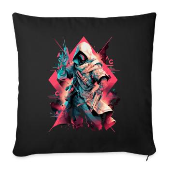 Epic Gamer Cyber Assassin de la Renaissance - Housse de coussin décorative 45 x 45 cm - noir - Devant