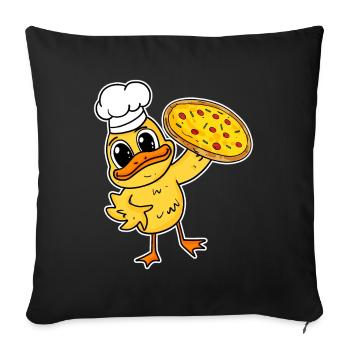 pizza maker pizza chef duck italy - Sofa pillowcase 17,3'' x 17,3'' (45 x 45 cm) - black - Front