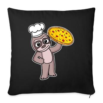 pizza maker pizza chef sloth Italy - Sofa pillowcase 17,3'' x 17,3'' (45 x 45 cm) - black - Front